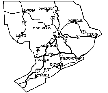 Pocono, Poconos, Pocono Mountains map.